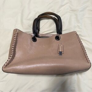 Vintage Gucci Whipstitch Wood Handle Handbag